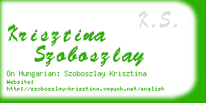 krisztina szoboszlay business card